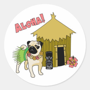 Aloha! Hawaiian Pug Stickers