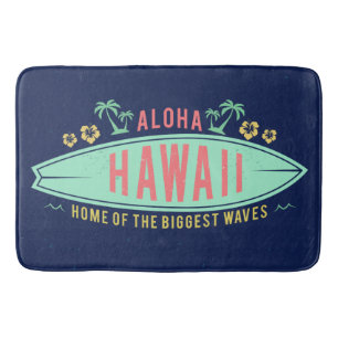 Aloha Hawaiian Surfer bath mat