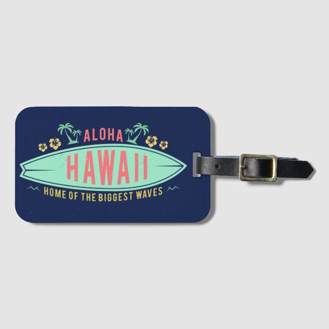 Aloha Hawaiian Surfer Luggage Tag (Front Horizontal)
