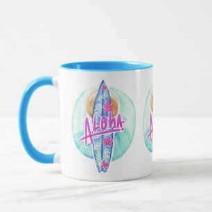 Aloha Hawaiian Surfer mugs