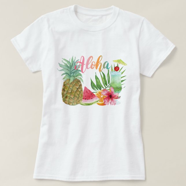 Aloha Hawaiian Tropical Pineapple Women's T-Shirt (Design Front)