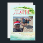 Aloha Hawaiian | Tropical Vacation | Christmas Holiday Card<br><div class="desc">This tropical Christmas card is the perfect way to showcase your favourite photo from a trip to Hawaii or any other tropical paradise! At the top is a tropical island done in watercolor with crashing waves at the bottom. Your photo is front and centre. The word Aloha has a hibiscus...</div>