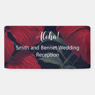 Aloha Hawaiian Wedding Red Hibiscus Banner
