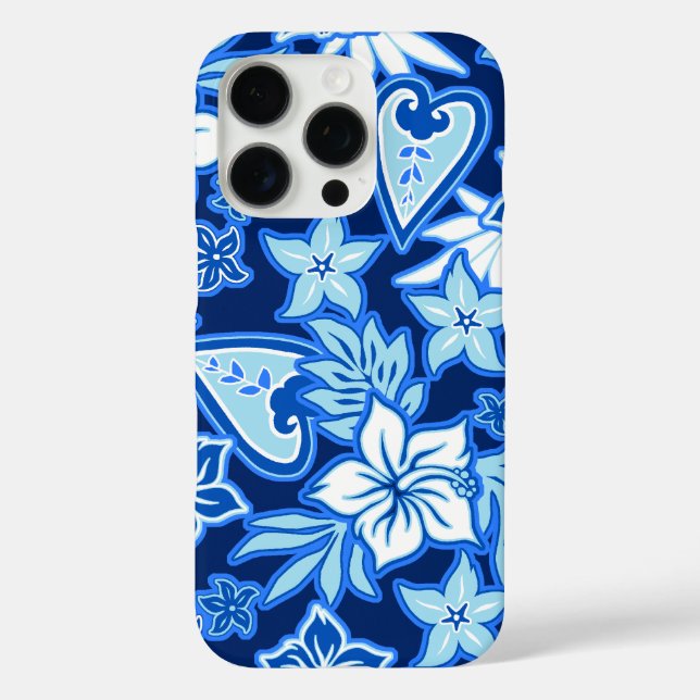 Aloha Heart Hawaiian Hibiscus Tropical Blue Case-Mate iPhone Case (Back)