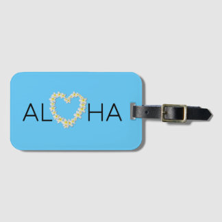 Aloha Heart Plumeria Luggage Tag