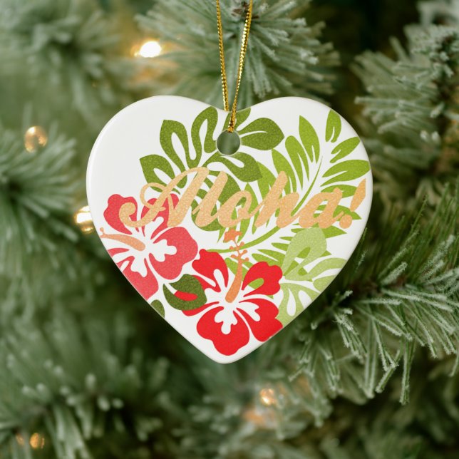 Aloha Hibiscus Ceramic Ornament (Tree)