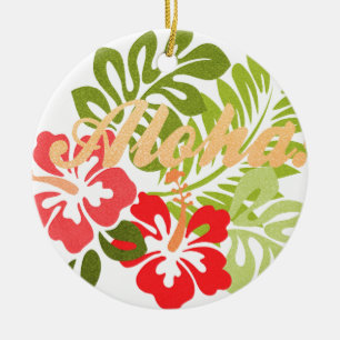 Aloha Hibiscus Ceramic Ornament
