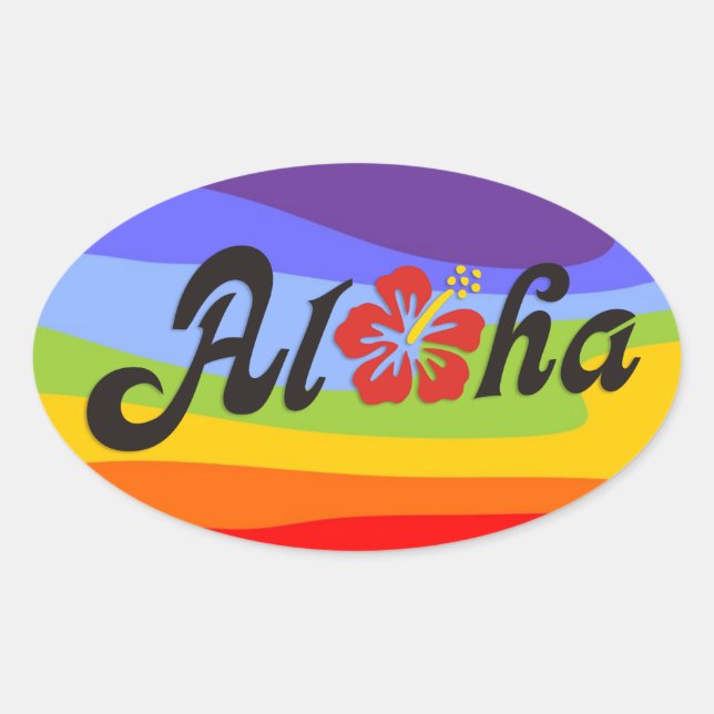 Aloha Hibiscus - flat Hawaii design + your ideas Oval Sticker (Front)