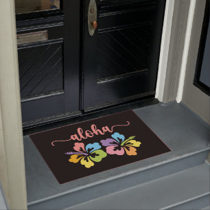 Aloha Hibiscus Flower Doormat