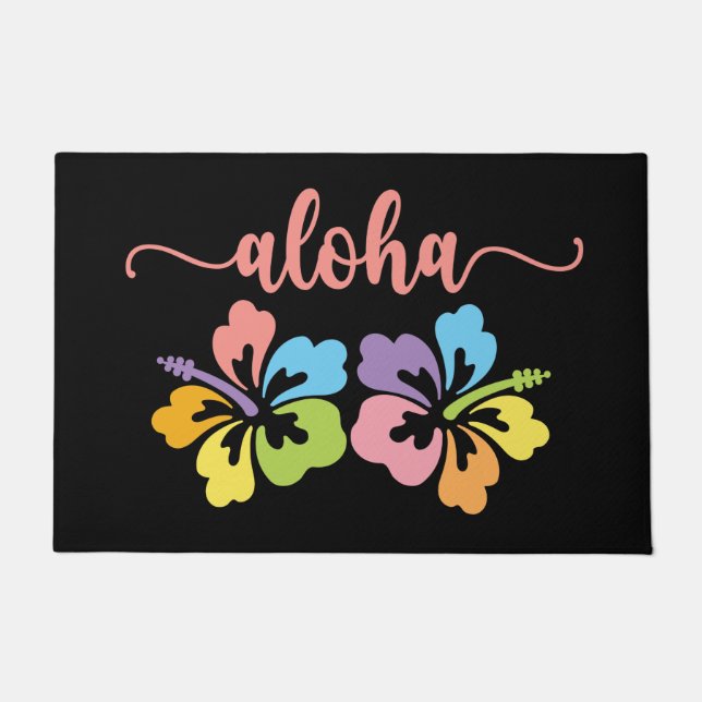 Aloha Hibiscus Flower Doormat (Front)