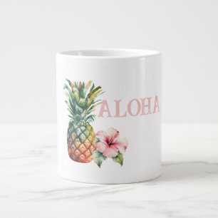 Aloha Hibiscus Flower Pineapple Large Coffee Mug