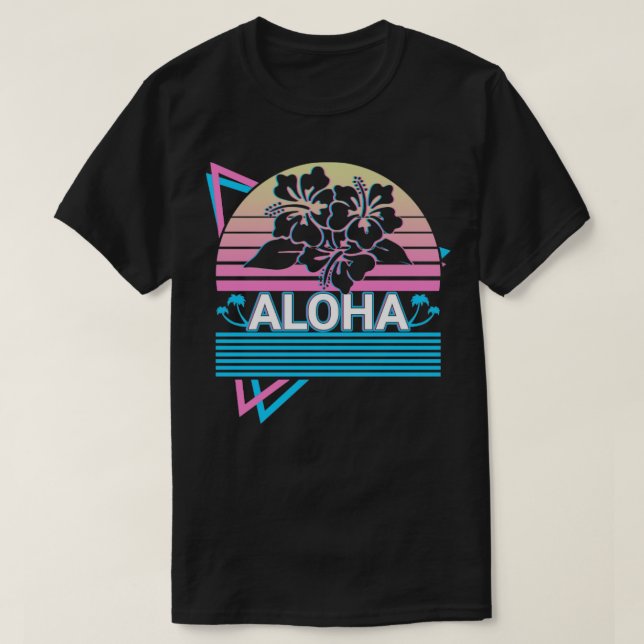 Aloha Hibiscus Hawaii Flower Retro Gift T-Shirt (Design Front)