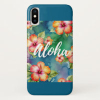 Aloha Hibiscus Tropical Watercolor Floral Design