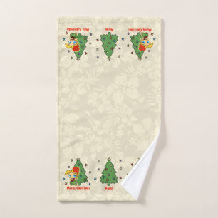 Aloha Honeys Christmas Blonde Hula Girl Border Hand Towel