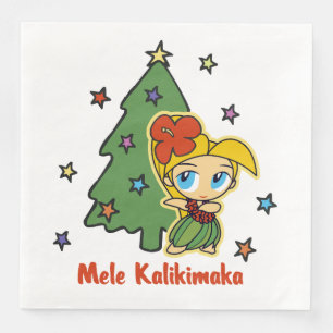 Aloha Honeys Christmas Blonde Hula Girl Napkin