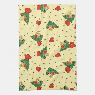 Aloha Honeys Christmas Blonde Hula Girl Yellow Kitchen Towel