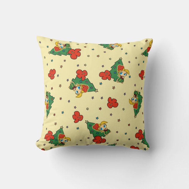 Aloha Honeys Christmas Blonde Hula Girl Yellow Throw Pillow (Front)