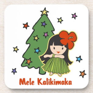 Aloha Honeys Christmas Hawaiian Hula Girl Coaster