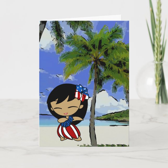 Aloha Honeys Hawaiian Beach Patriotique Cartes (Devant)
