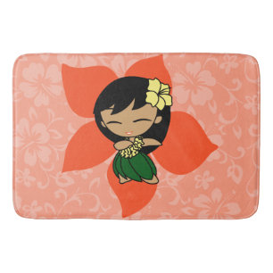 Aloha Honeys Hawaiian Hibiscus Vintage Hula Girl Bath Mat