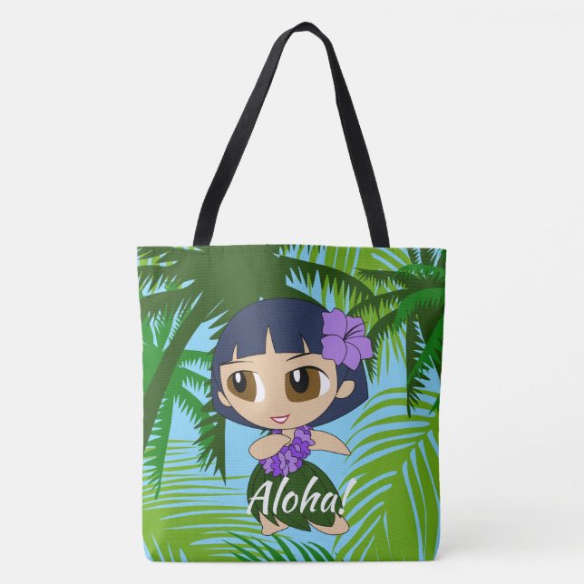 Aloha Honeys Hawaiian Hula Girl Beach Bag (Front)