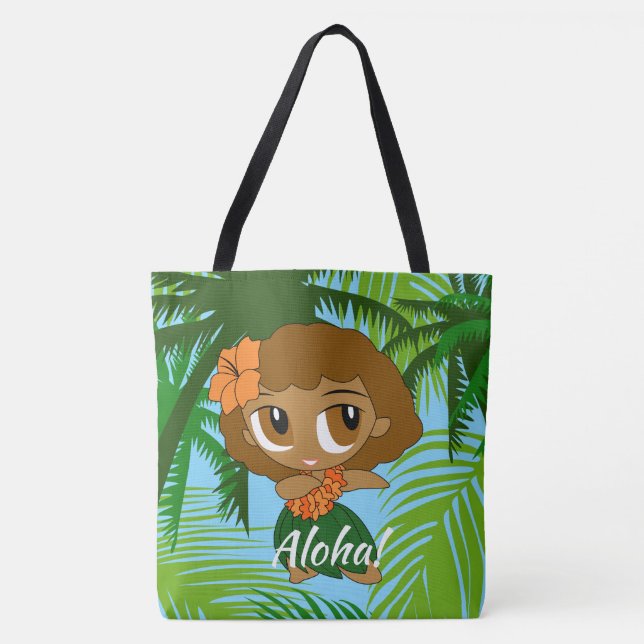 Aloha Honeys Hawaiian Hula Girl Beach Bag (Front)