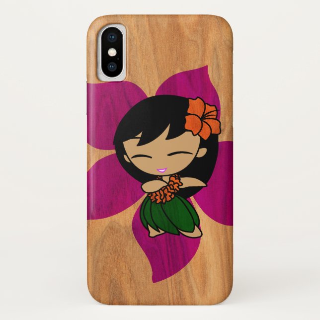 Aloha Honeys Hawaiian Hula Girl Faux Wood Violet Case-Mate iPhone Case (Back)