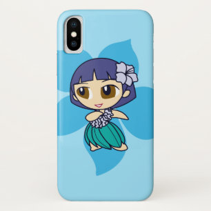 Aloha Honeys Hawaiian Turq Hibiscus Hula Girl iPhone X Case