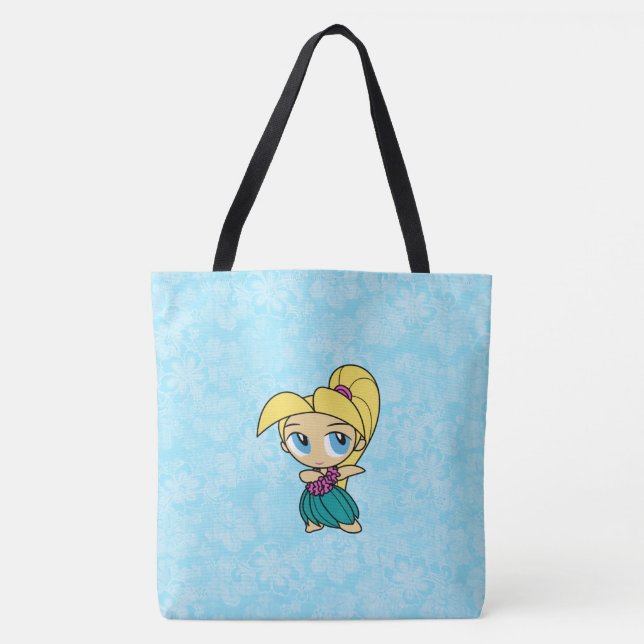Aloha Honeys Hawaiian Turq Hula Girl Beach Bag (Front)