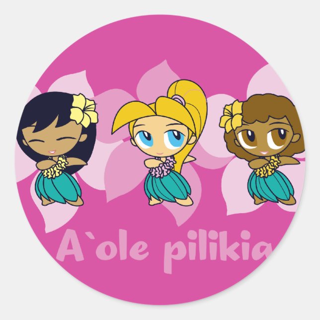 "Aloha Honeys" hula filles stickers dans fuchsia (Devant)