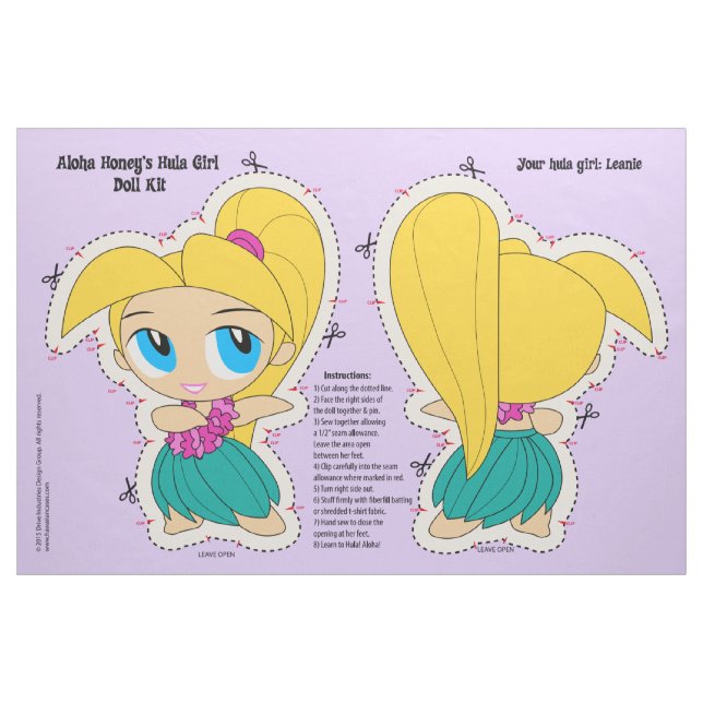 Aloha Honeys Hula Girl Doll Kit and Pattern Fabric (Fat Quarter)