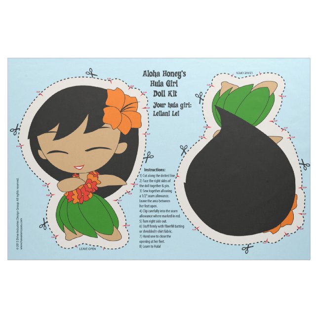 Aloha Honeys Hula Girl Doll Kit and Pattern Fabric (Fat Quarter)