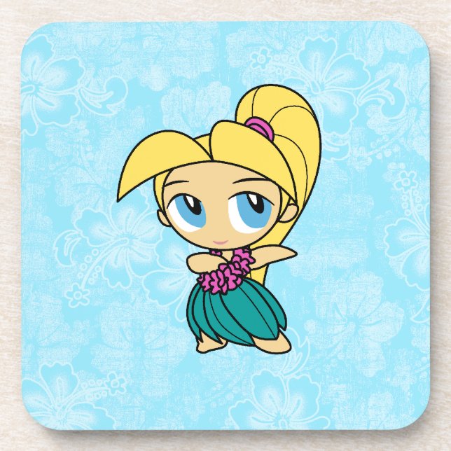 Aloha Honeys Hula Girl Hibiscus Dessous de verre (Devant)