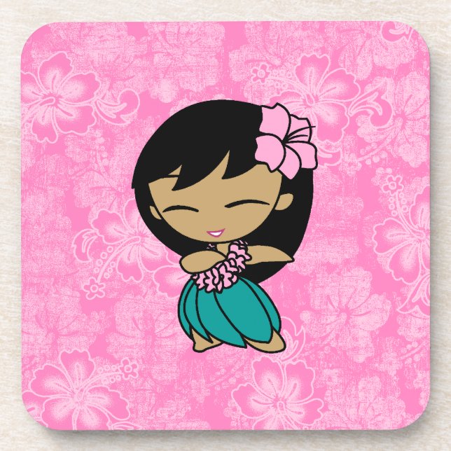Aloha Honeys Hula Girl Hibiscus Dessous de verre (Devant)