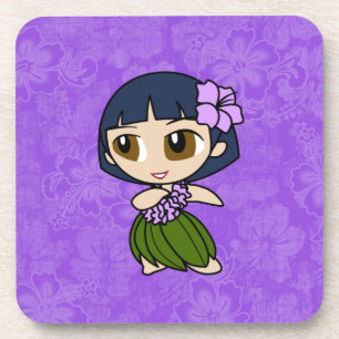Aloha Honeys Hula Girl Hibiscus Dessous de verre
