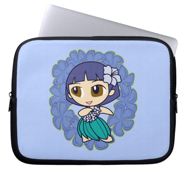 Aloha Honeys Hula Girl Plumeria Neoprene Laptop Sleeve (Front)