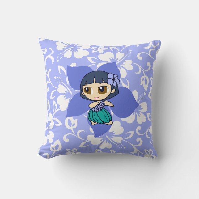 Aloha Honeys Hula Girl Reversible Square Pillows (Front)