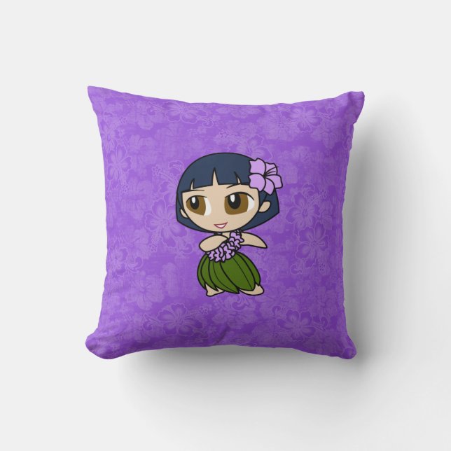 Aloha Honeys Hula Girl Reversible Square Pillows (Front)
