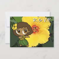 Aloha Honeys Hula Girl RSVP Card