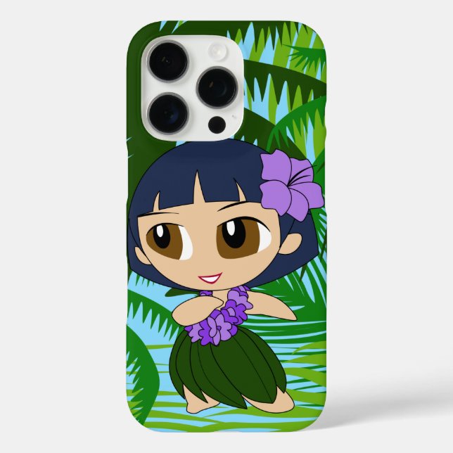 Aloha Honeys Palms Hawaiian Blue Hair Hula Girl  C Case-Mate iPhone Case (Back)