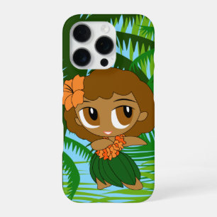 Aloha Honeys Palms Hawaiian Brown Hair Hula Girl   iPhone 16 Pro Case