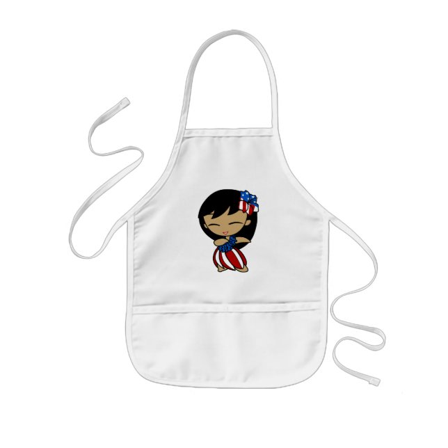 Aloha Honeys Patriotic Hula Girl Aprons (Front)
