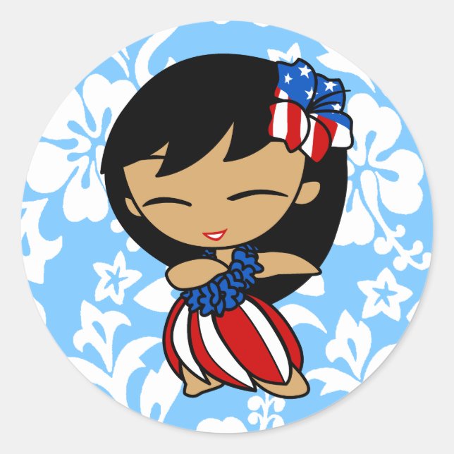 Aloha Honeys Patriotic Hula Girl Stickers (Front)