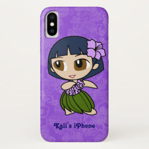Aloha Honeys Purple Hula Girl Hawaiian Hibiscus iPhone X Case