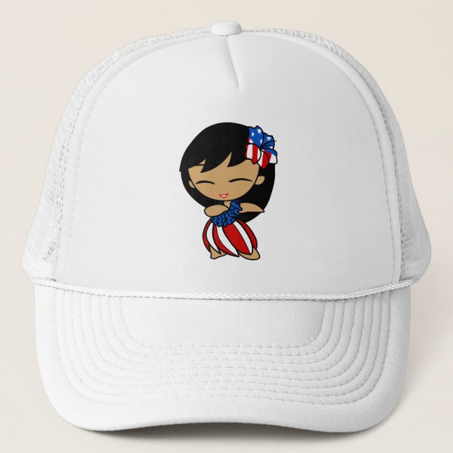Aloha Honeys USA Flag Hula Girl Hats (Front)