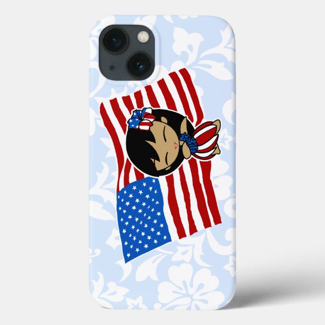 Aloha Honeys USA Flag Hula Girl iPad Air Case (Back)