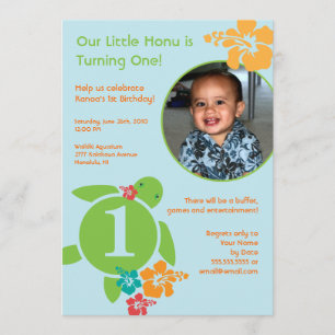 Aloha Honu Custom Photo Card Birthday Invitation