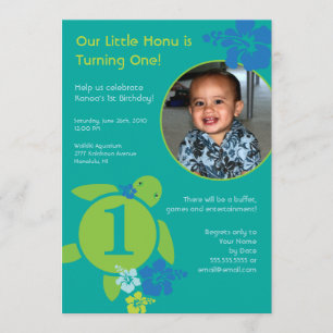 Aloha Honu Custom Photo Card Birthday Invitation