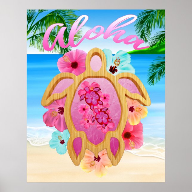 Aloha Honu Sea Turtle 3 Poster (Front)
