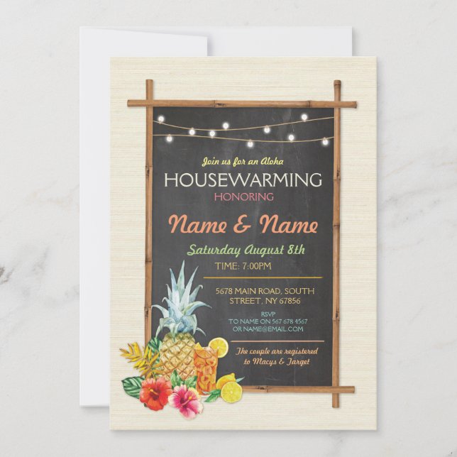 Aloha Houseclimate Luau Tiki Nouveau Invitation de (Devant)